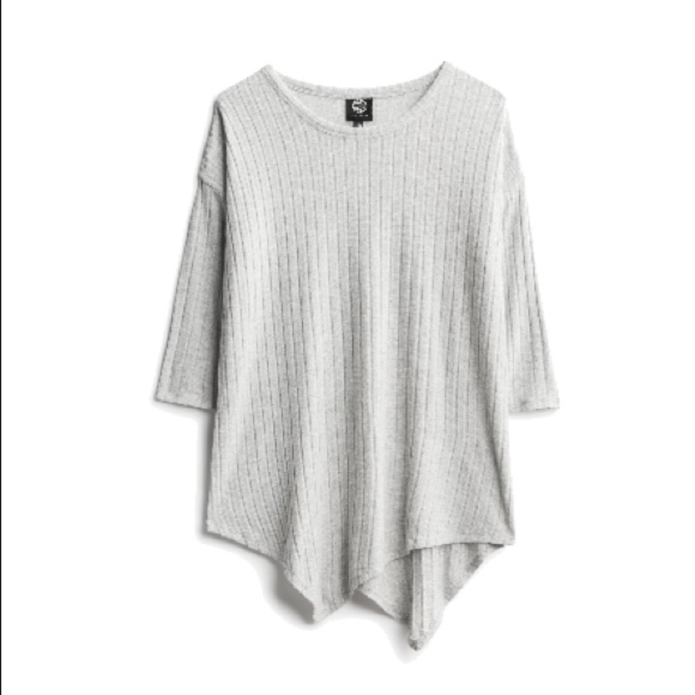 Bobeau Asymmetrical Hem Hacci Knit Tunic Top EUC